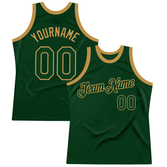 Custom Green Old Gold Authentic Throwback Basketball Jersey - Main View