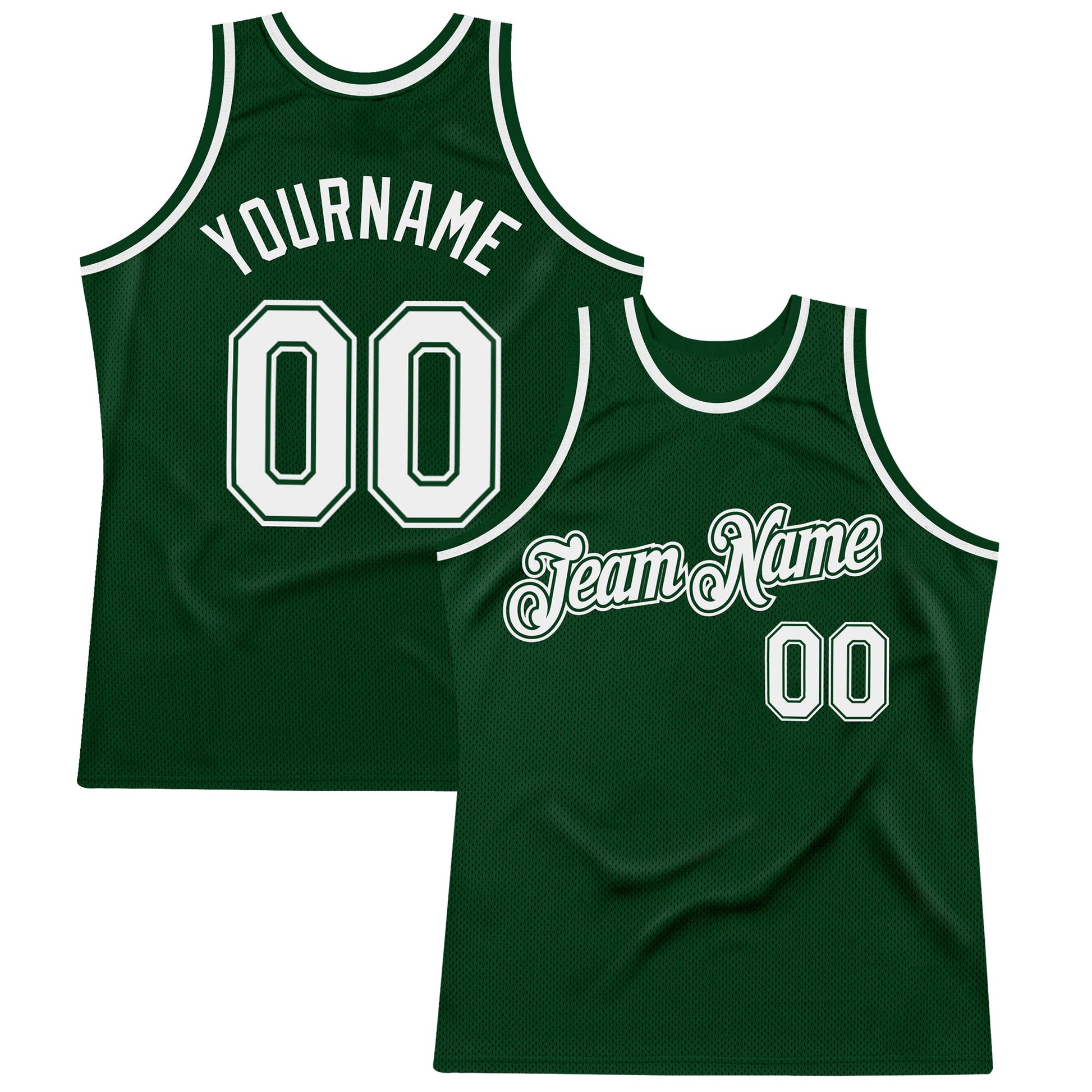 Custom Green White Authentic Throwback Basketball Jersey - Main View