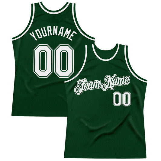 Custom Green White Authentic Throwback Basketball Jersey - Main View