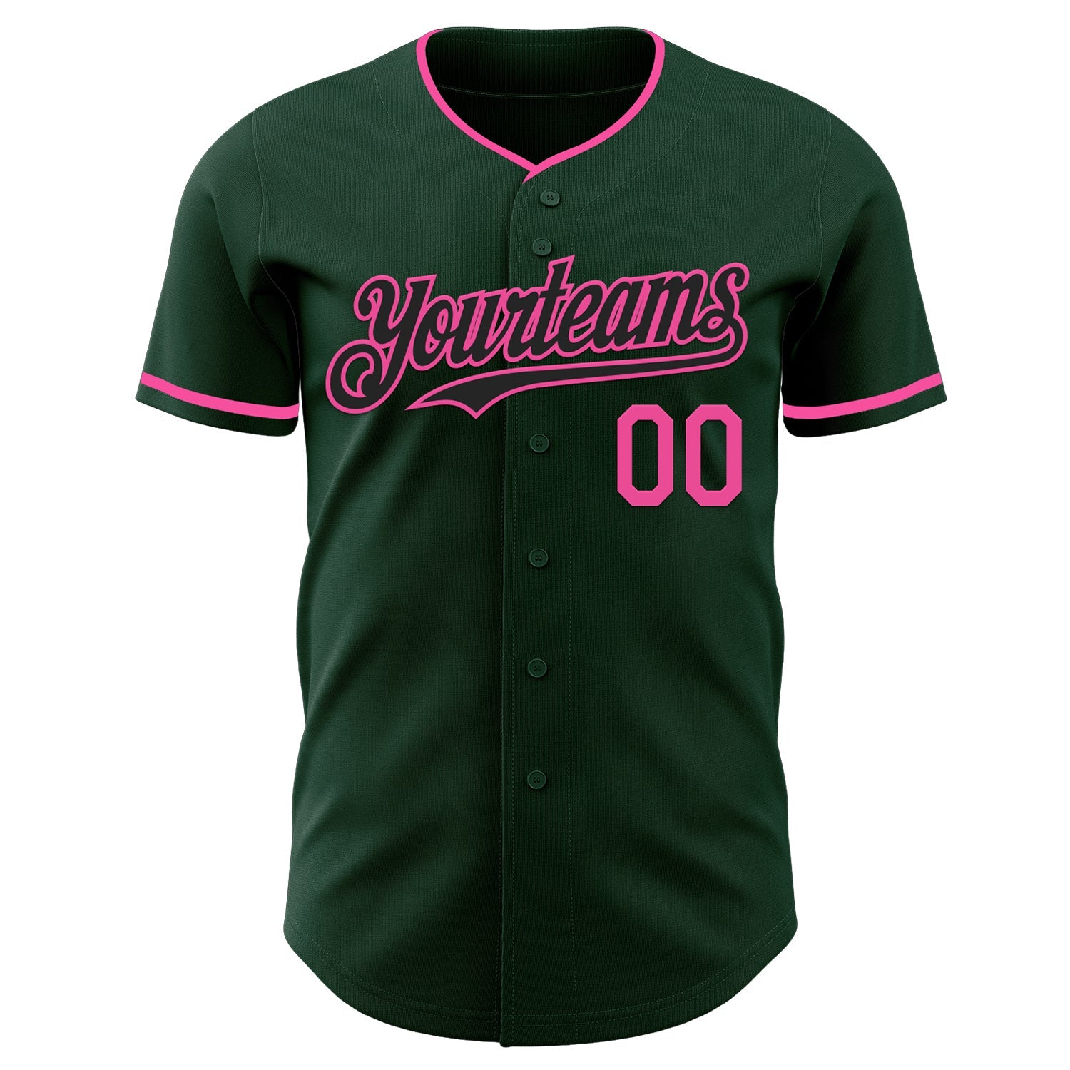 Custom Green Black-Pink Authentic Baseball Jersey view 2