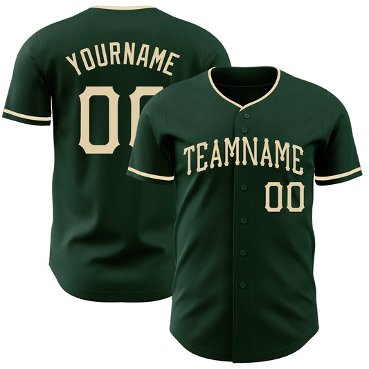 Custom Green Cream Authentic Baseball Jersey - Main View