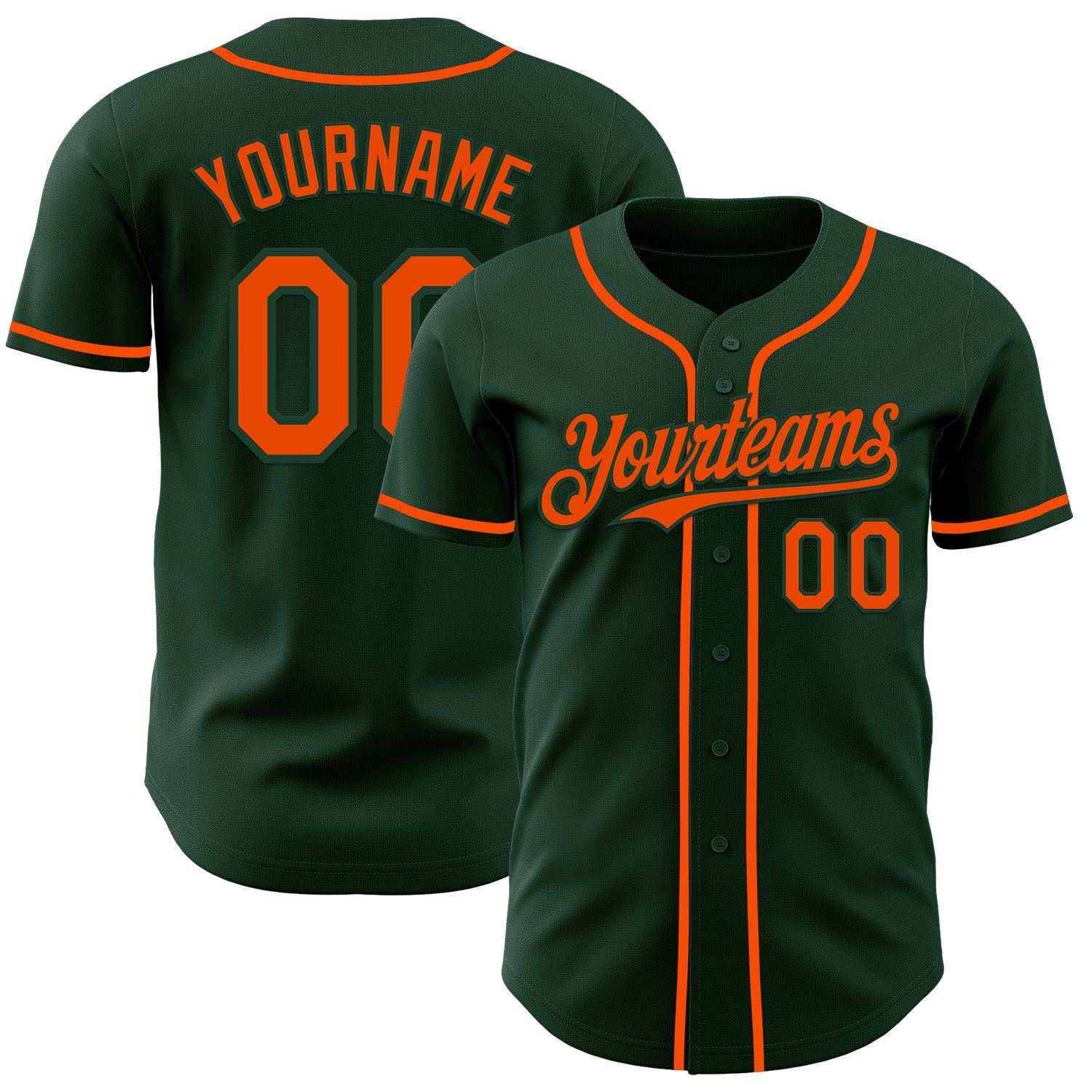 Custom Green Orange Authentic Baseball Jersey - Main View