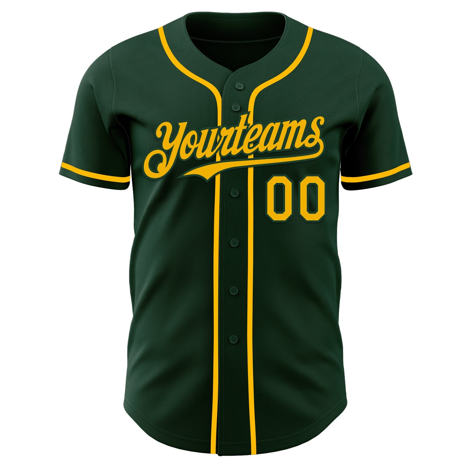 Custom Green Gold Authentic Baseball Jersey view 2