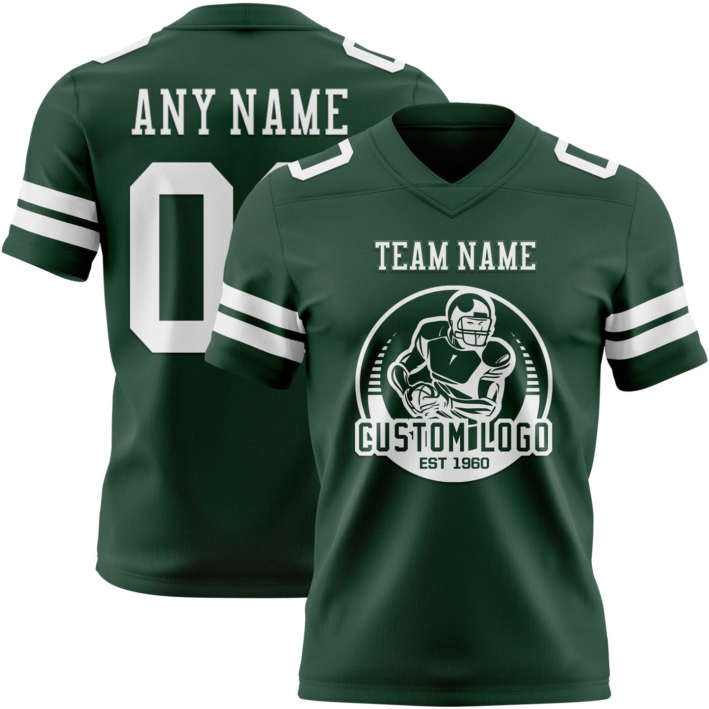 Custom Green White Authentic Football Jersey view 2