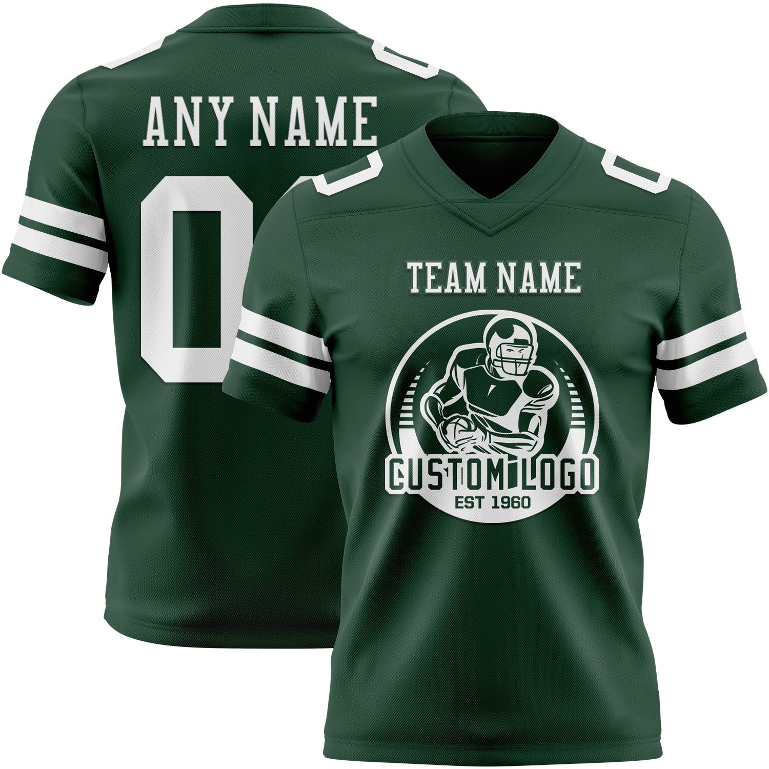 Custom Green White Authentic Football Jersey view 2