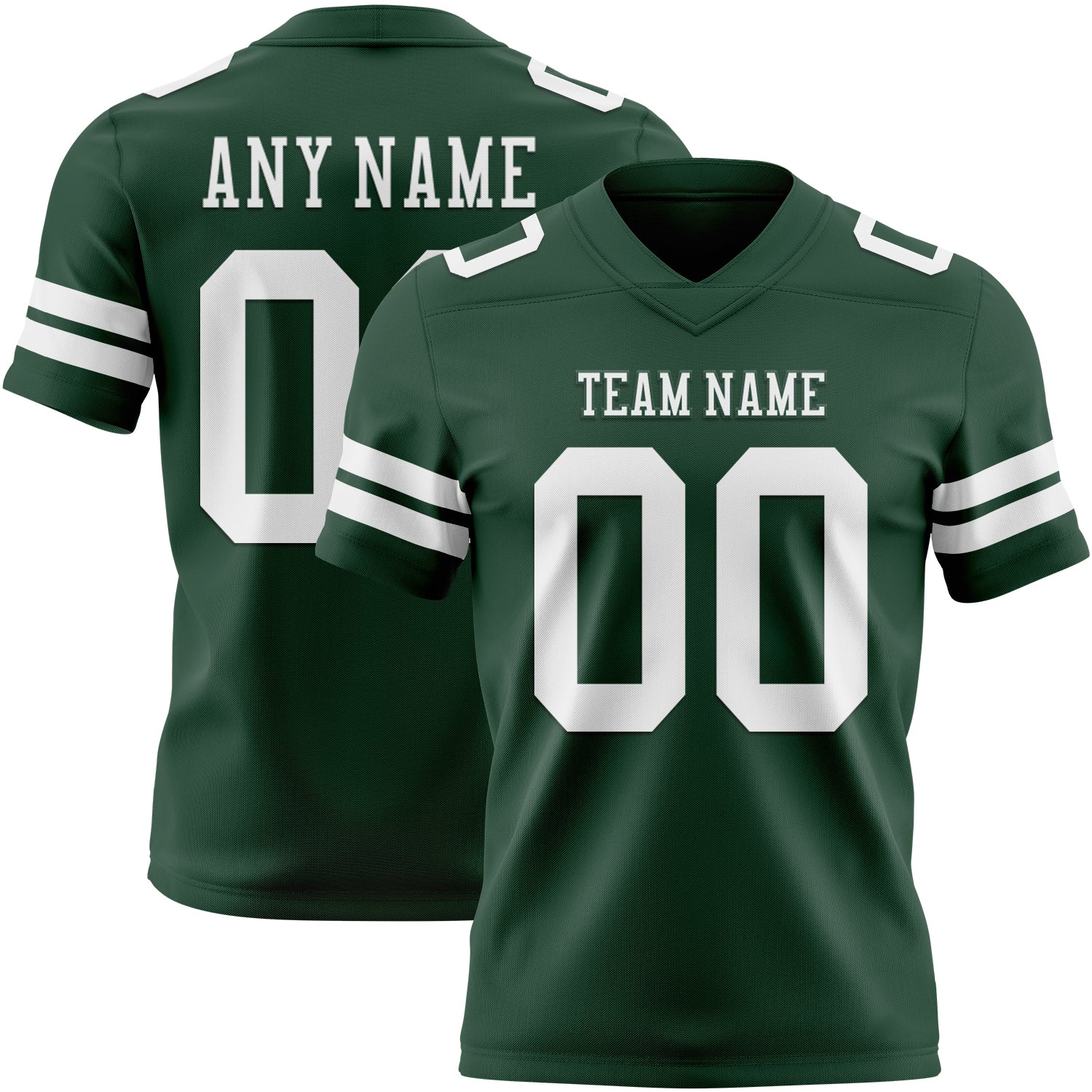 Custom Green White Authentic Football Jersey - Main View