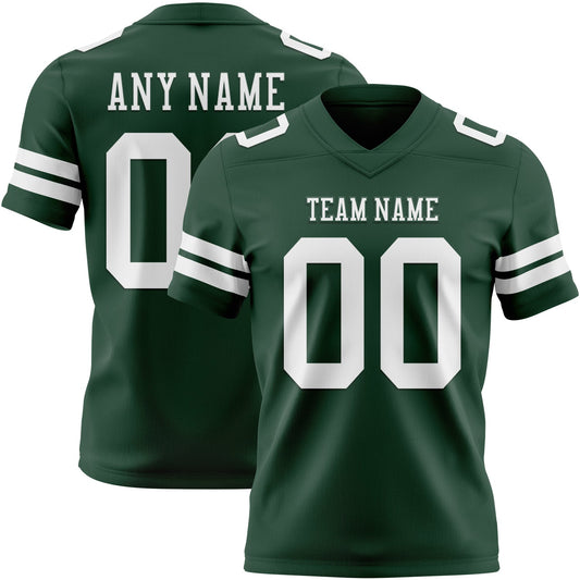 Custom Green White Authentic Football Jersey - Main View