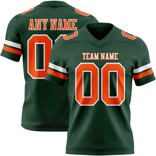 Custom Green Orange-White Authentic Football Jersey - Main View
