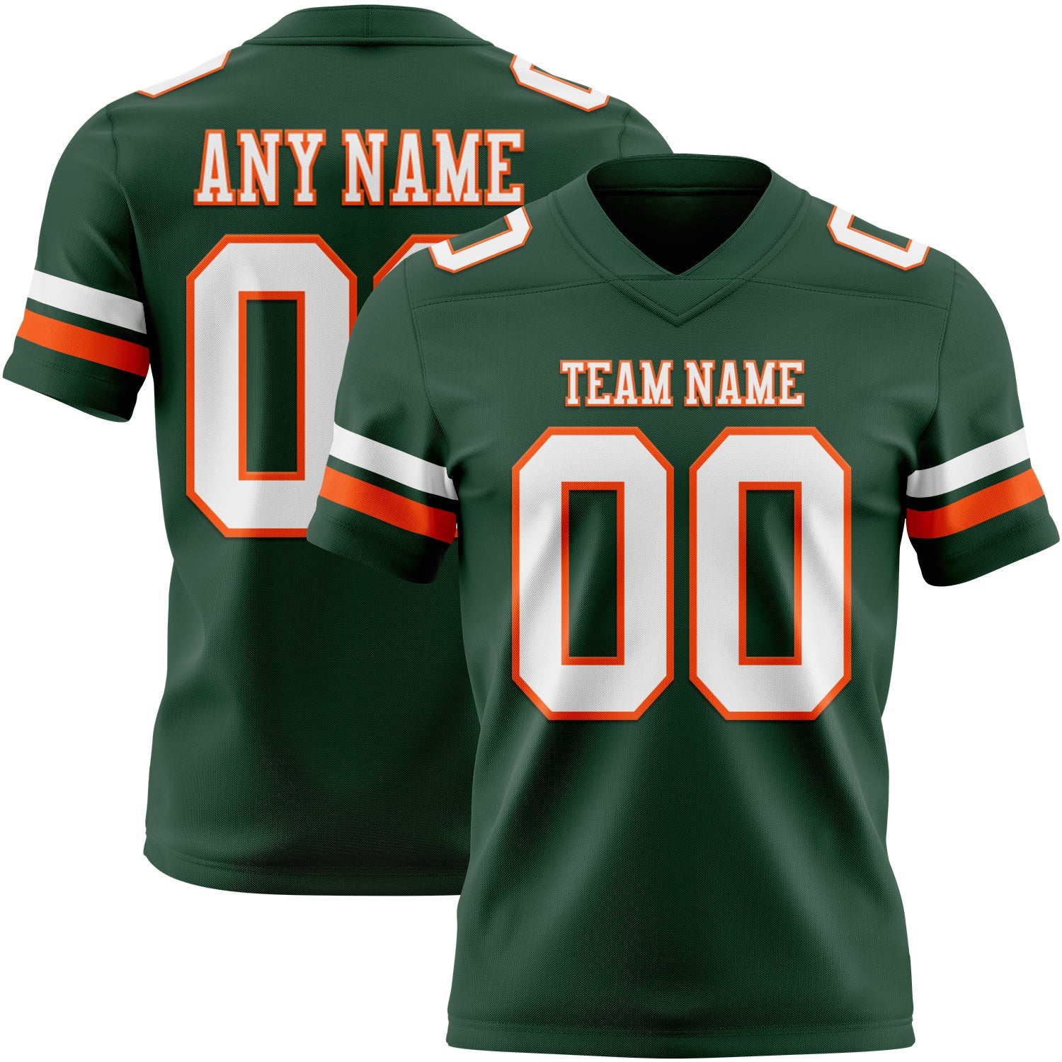 Custom Green White-Orange Authentic Football Jersey - Main View
