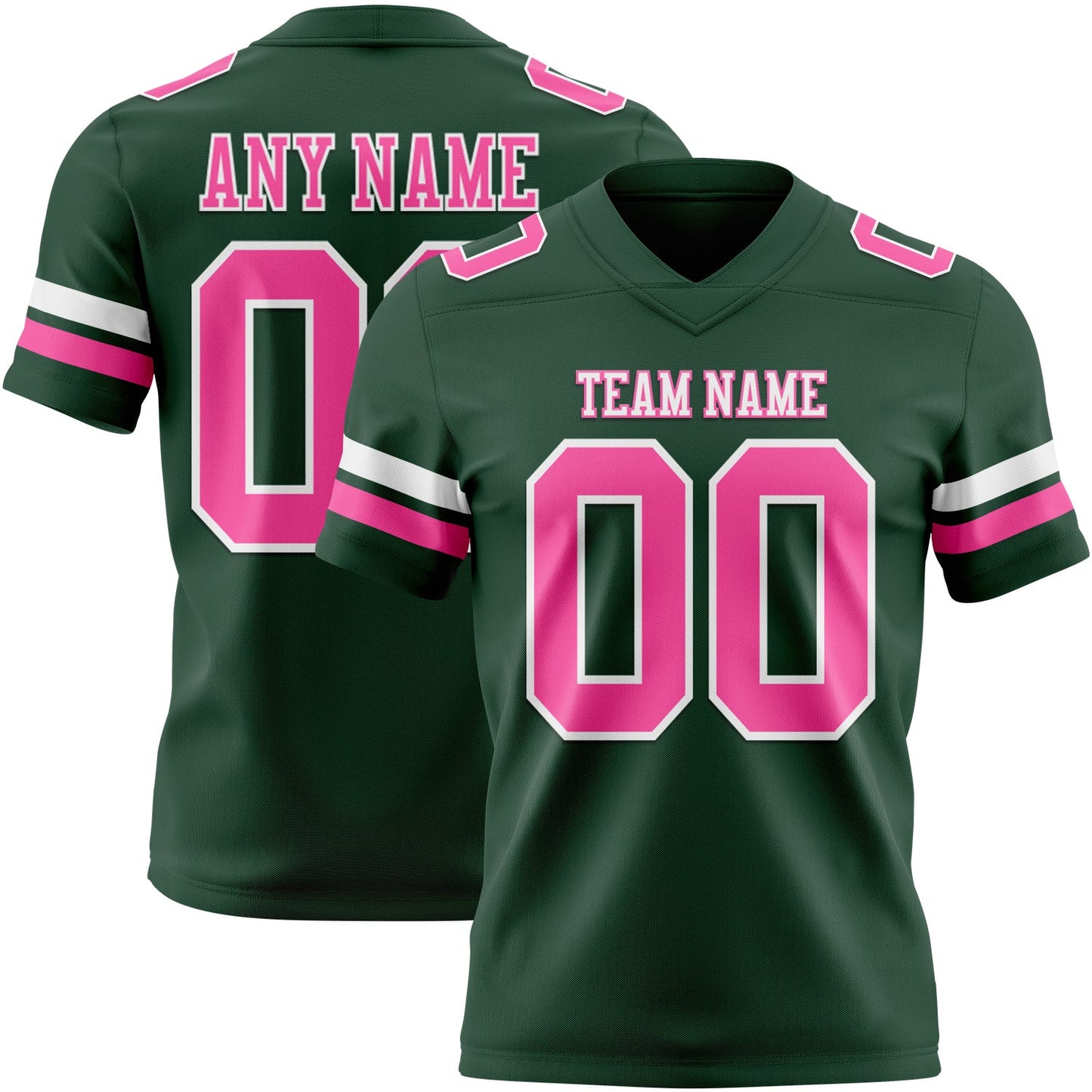 Custom Green Pink-White Authentic Football Jersey - Main View