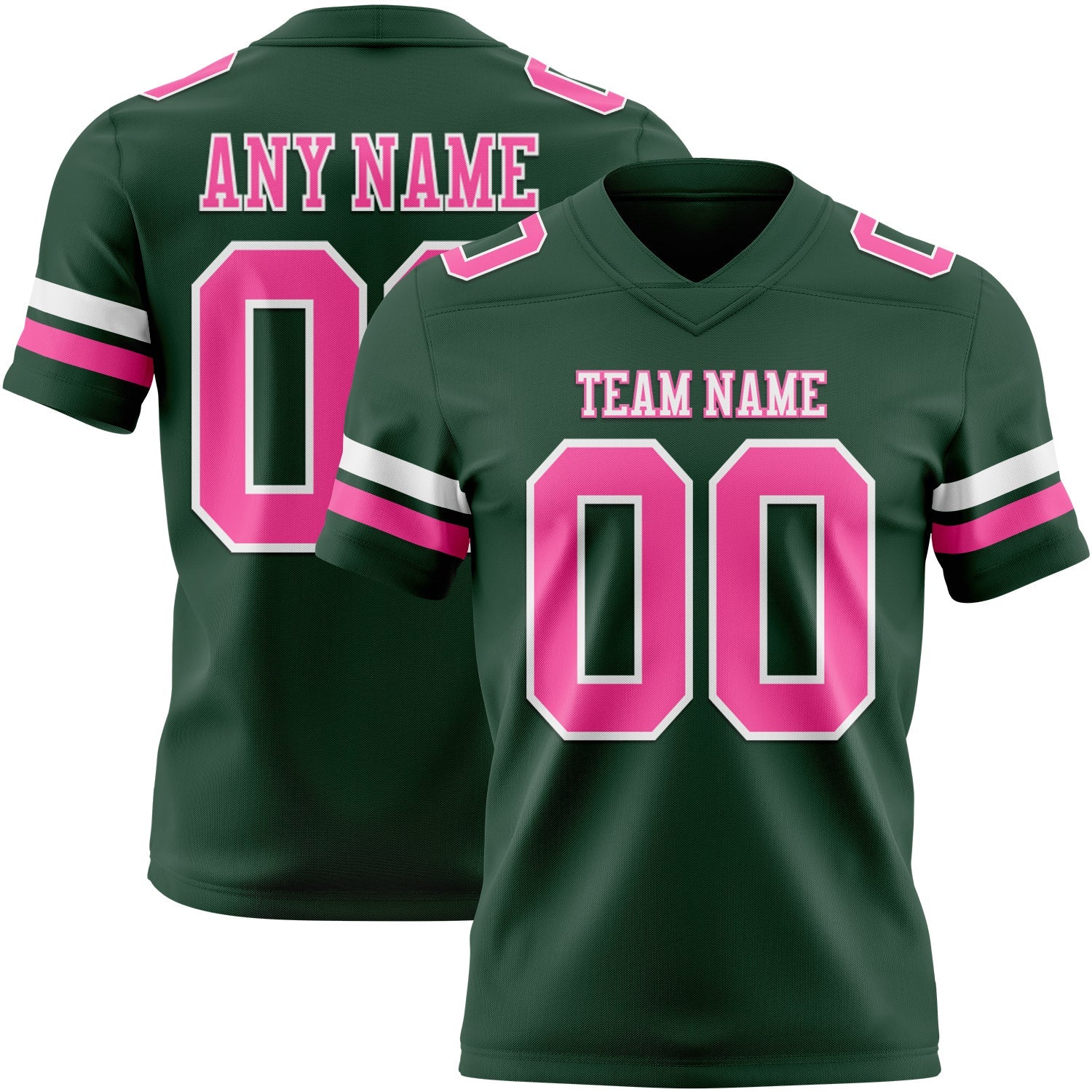 Custom Green Pink-White Authentic Football Jersey - Main View
