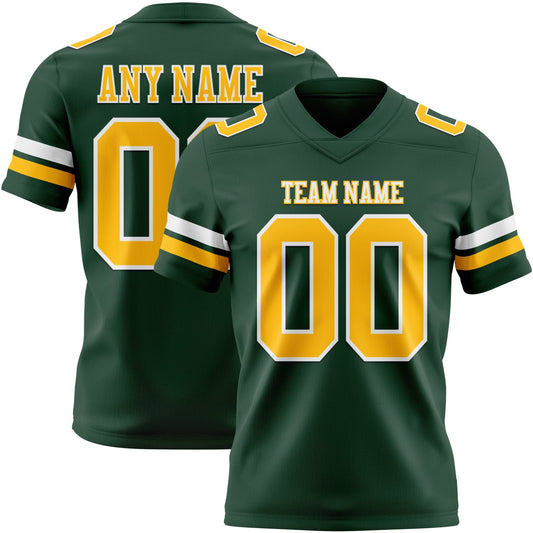Custom Green Gold-White Authentic Football Jersey - Main View