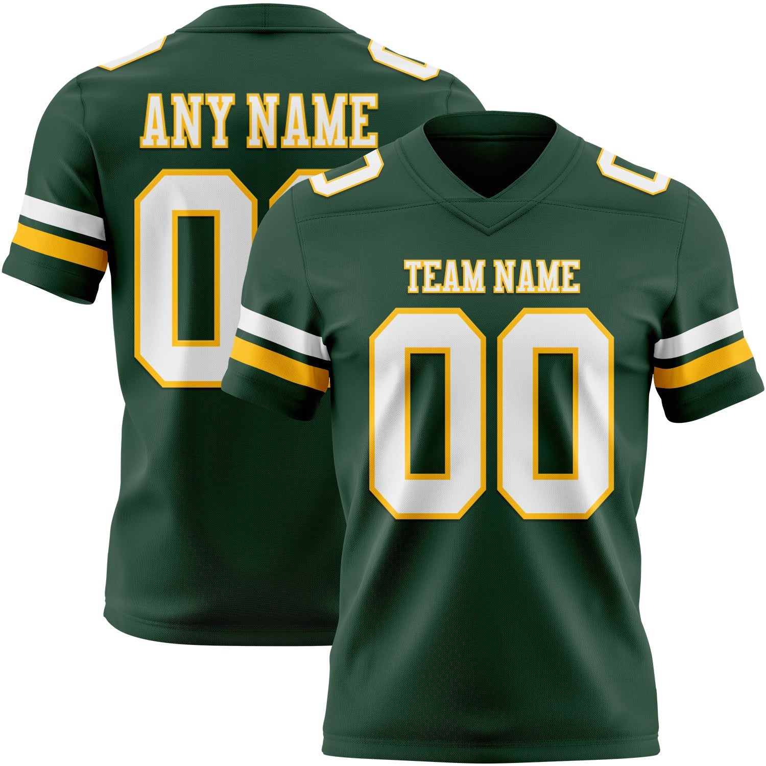 Custom Green White-Gold Authentic Football Jersey - Main View