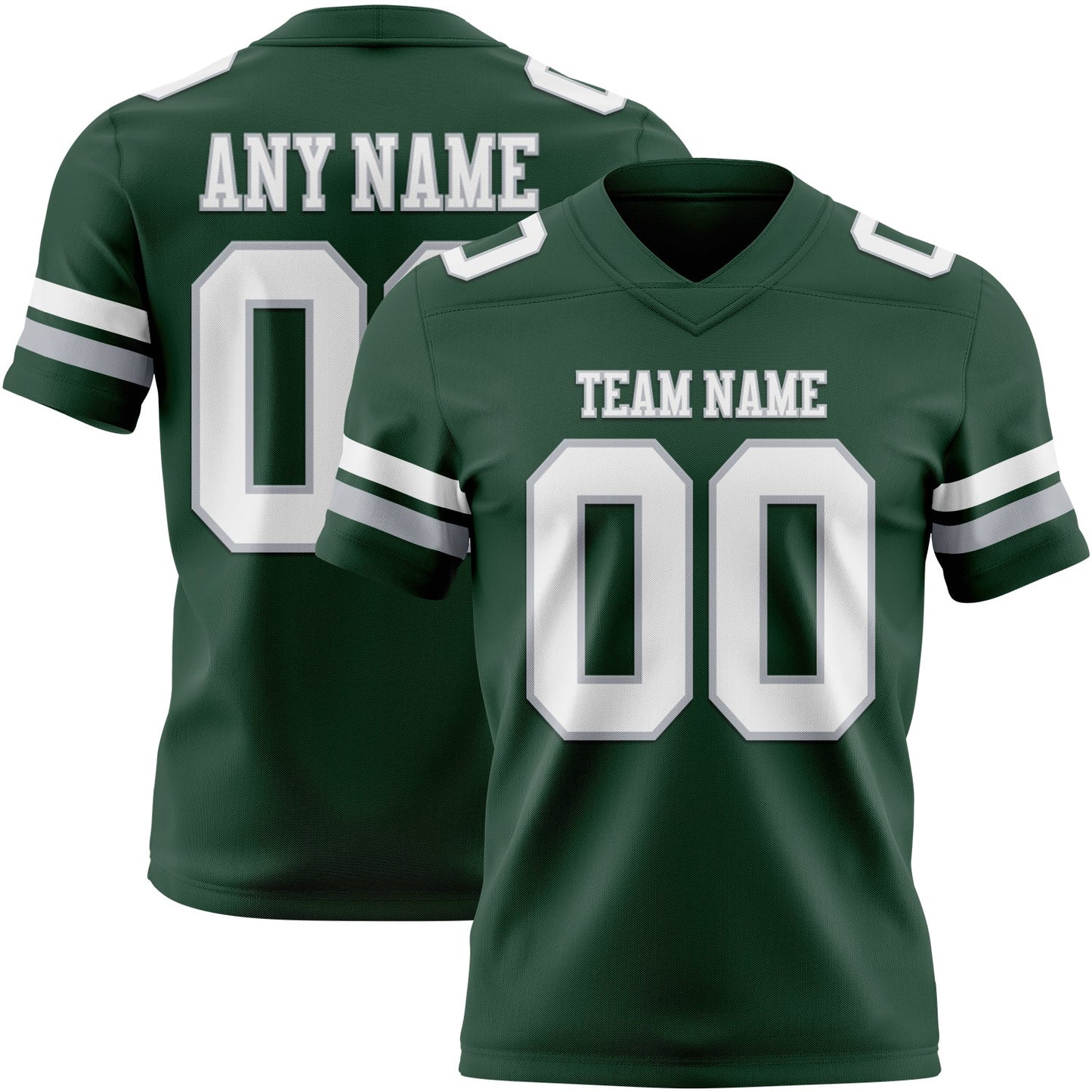Custom Green White-Gray Authentic Football Jersey - Main View
