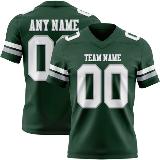 Custom Green White-Gray Authentic Football Jersey - Main View