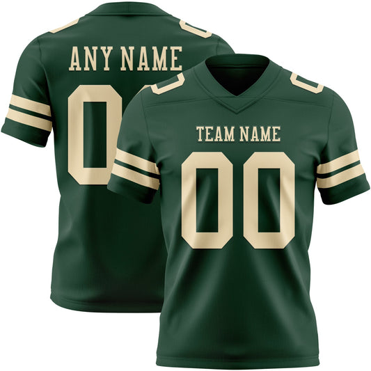 Custom Green Cream Authentic Football Jersey - Main View