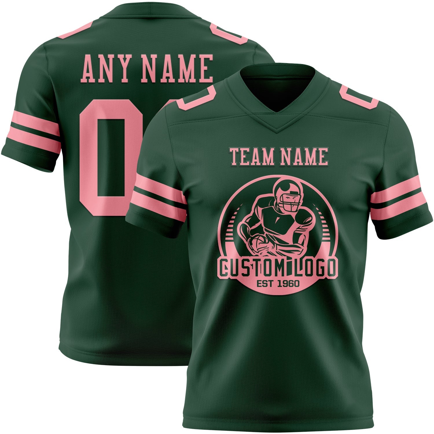 Custom Green Medium Pink Authentic Football Jersey view 2