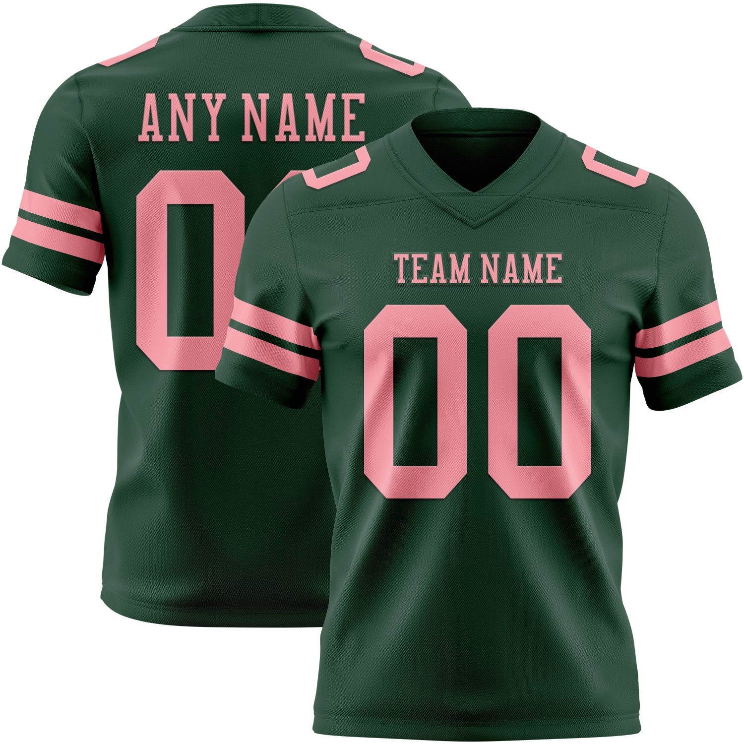 Custom Green Medium Pink Authentic Football Jersey - Main View