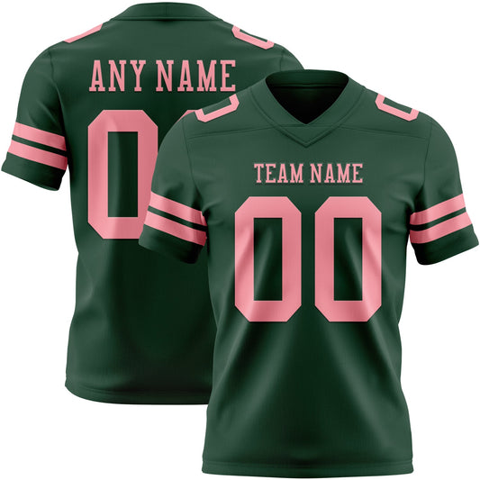 Custom Green Medium Pink Authentic Football Jersey - Main View