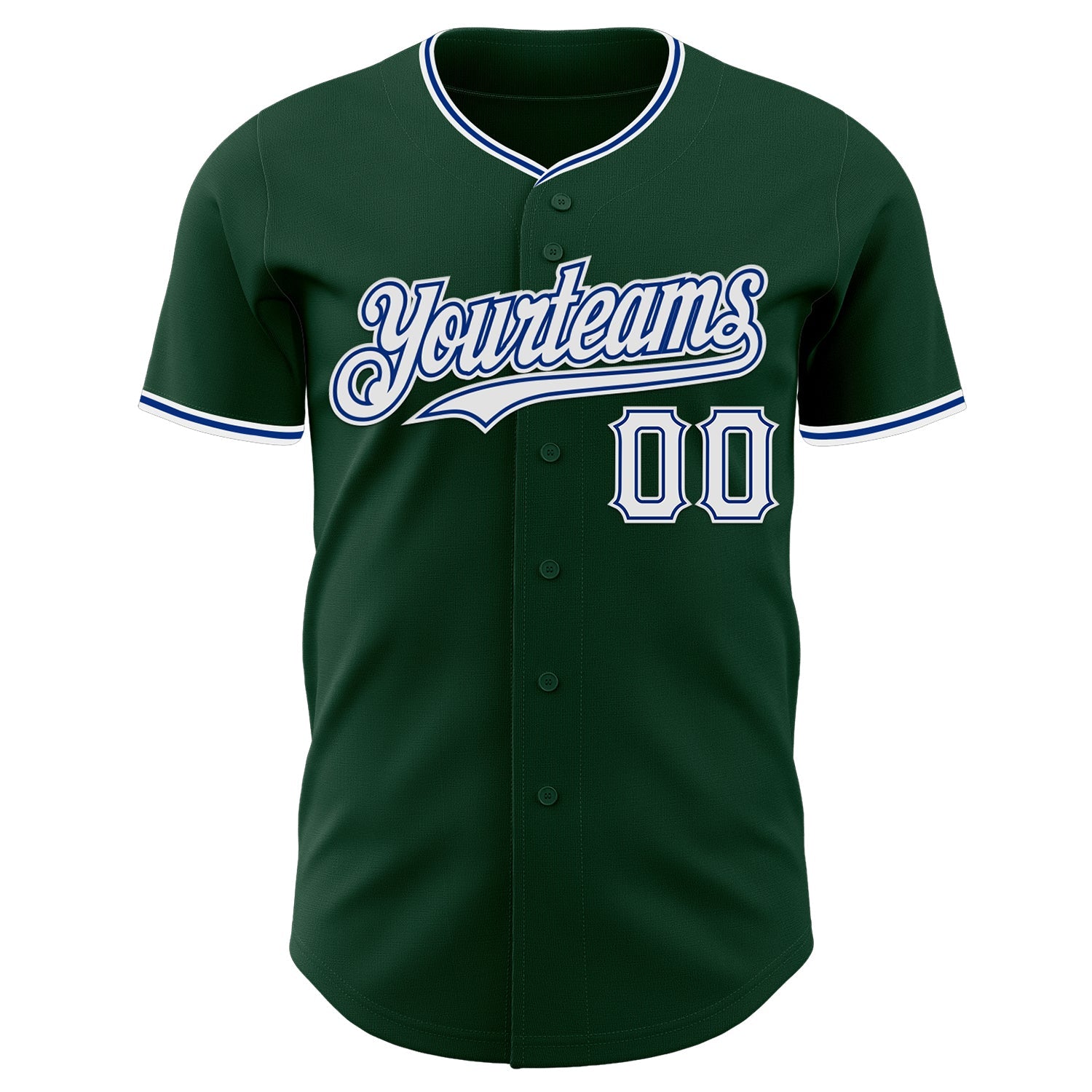 Custom Green White-Royal Authentic Baseball Jersey view 2