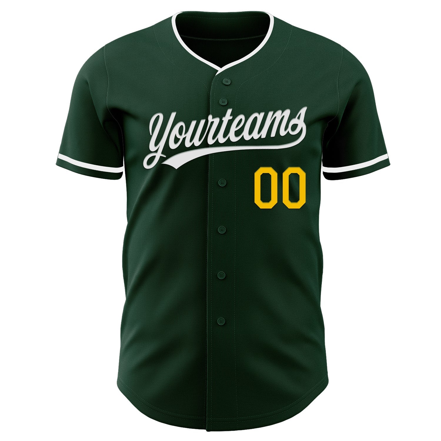 Custom Green White-Yellow Authentic Baseball Jersey view 2