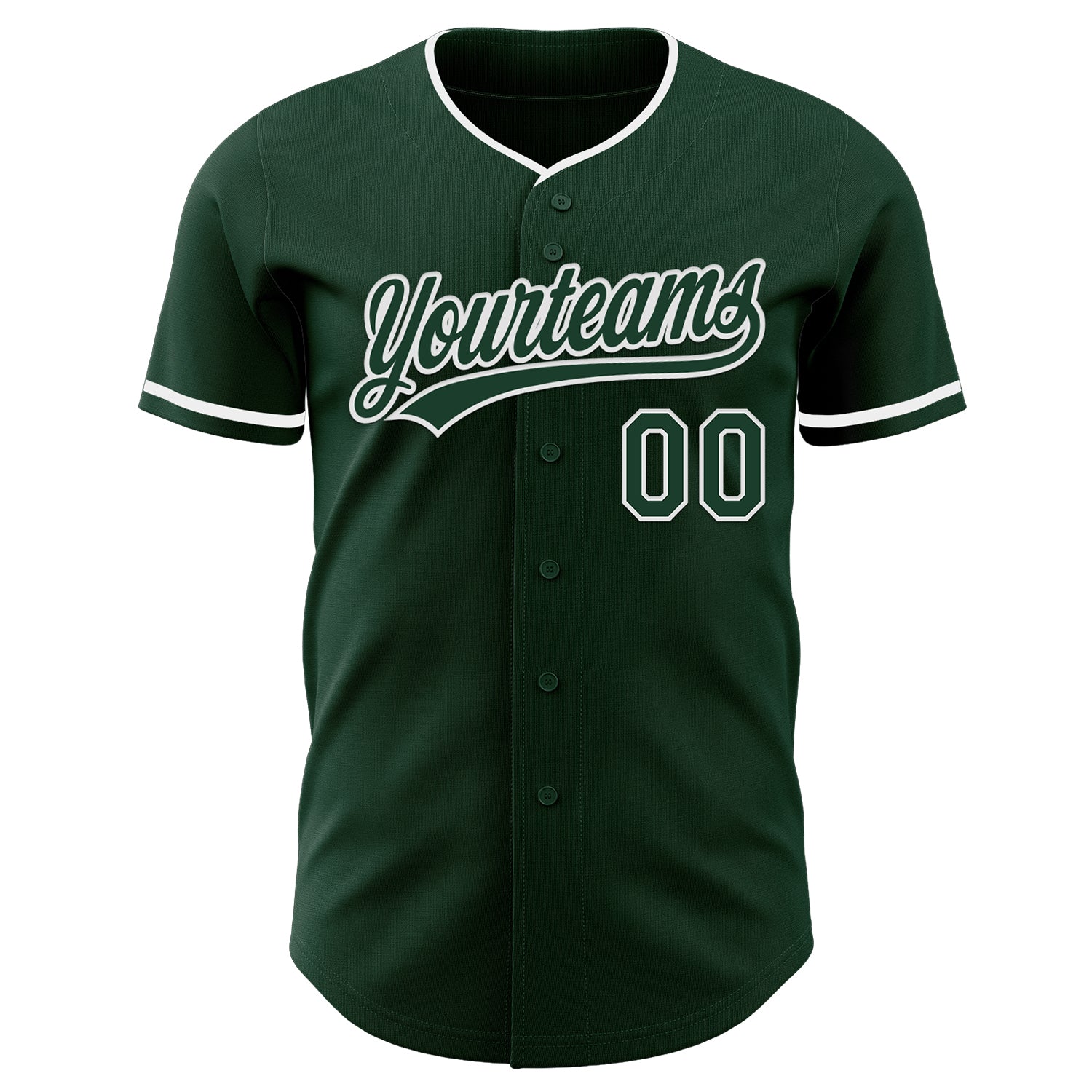 Custom Green White Authentic Baseball Jersey view 2