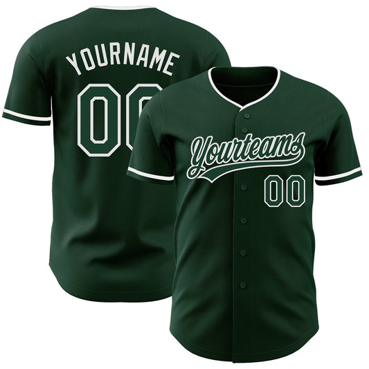 Custom Green White Authentic Baseball Jersey - Main View