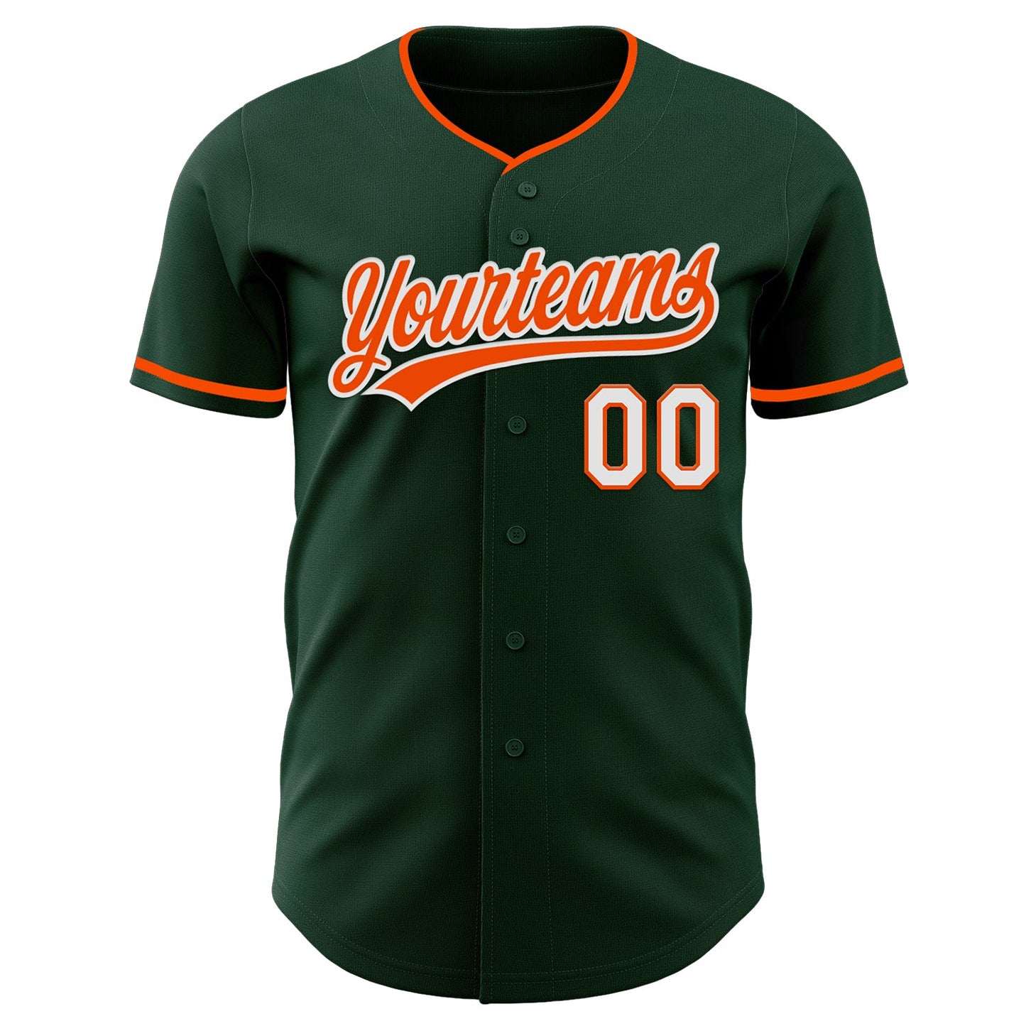 Custom Green Orange-White Authentic Baseball Jersey view 2