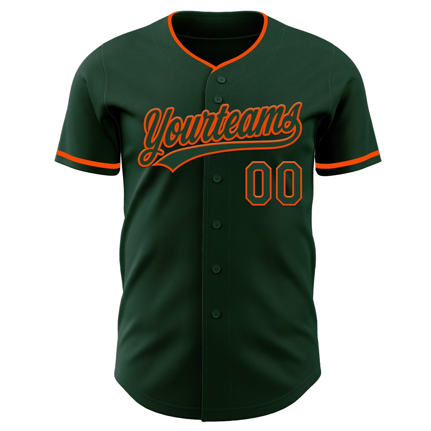 Custom Green Orange Authentic Baseball Jersey view 2