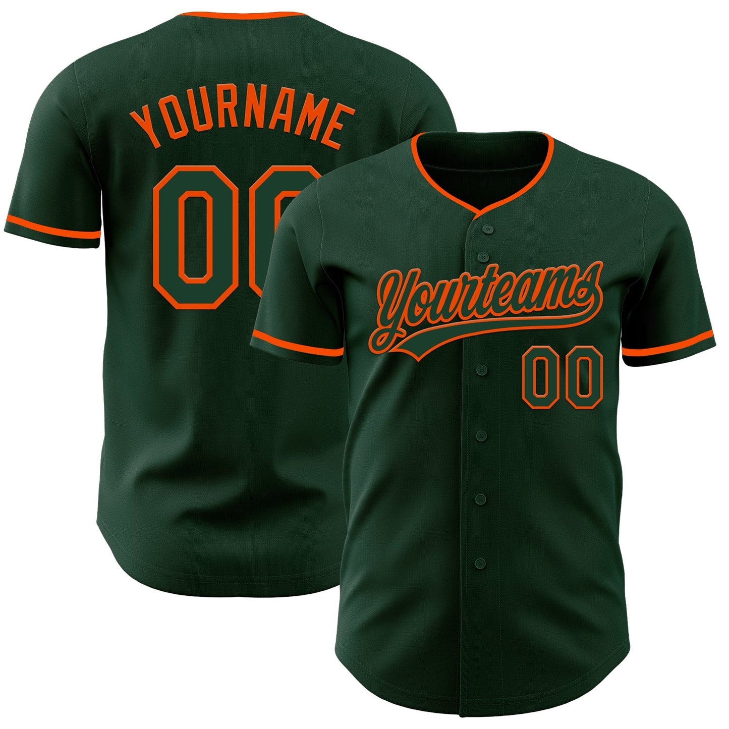 Custom Green Orange Authentic Baseball Jersey - Main View