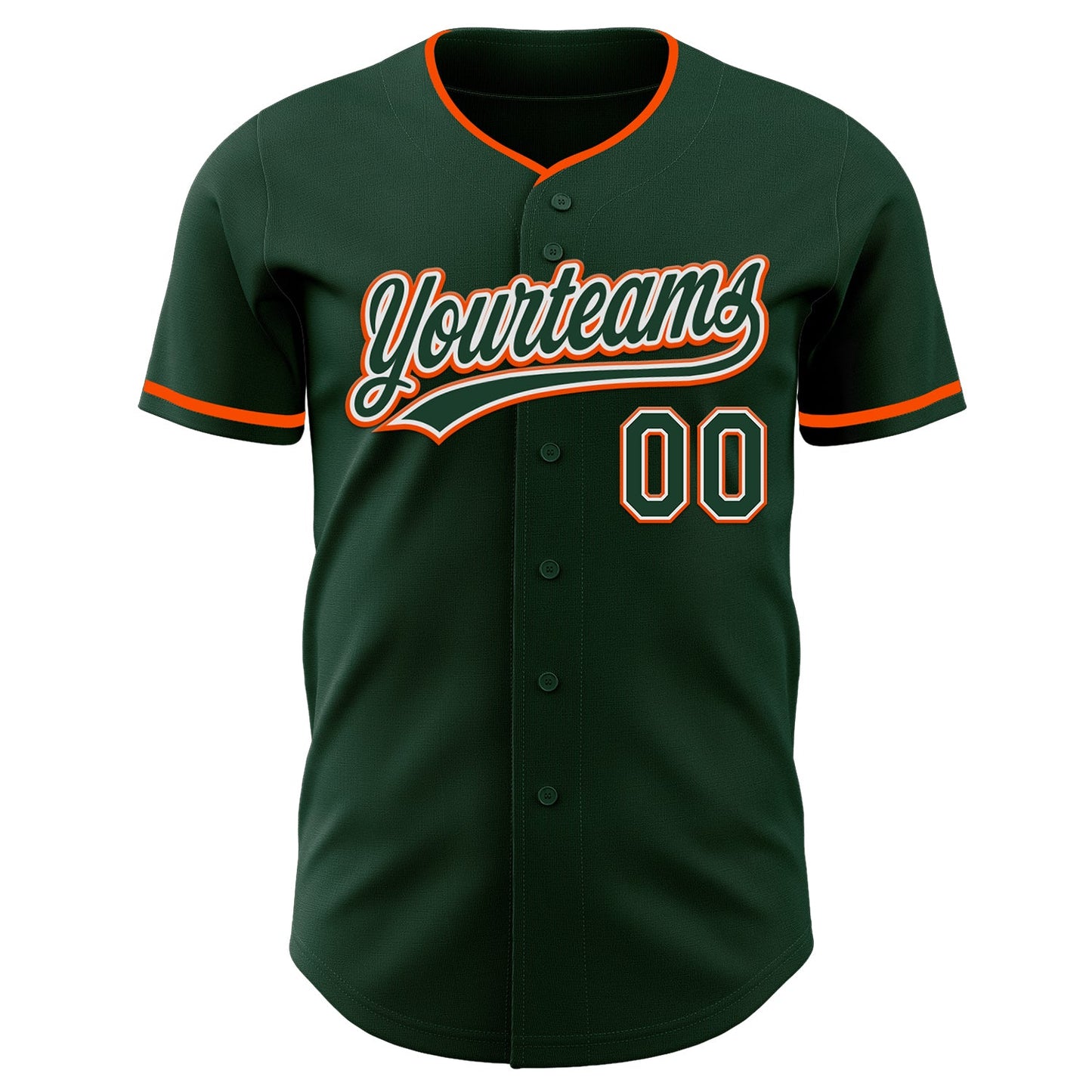Custom Green White-Orange Authentic Baseball Jersey view 2
