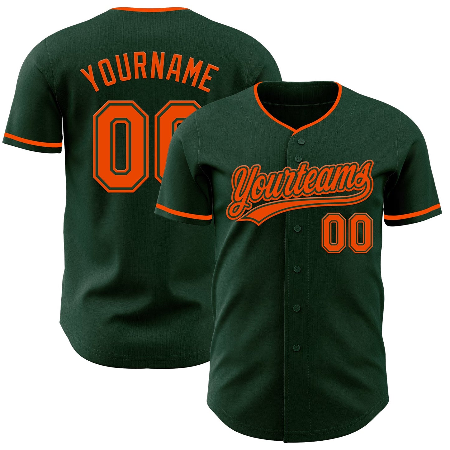 Custom Green Orange Authentic Baseball Jersey - Main View