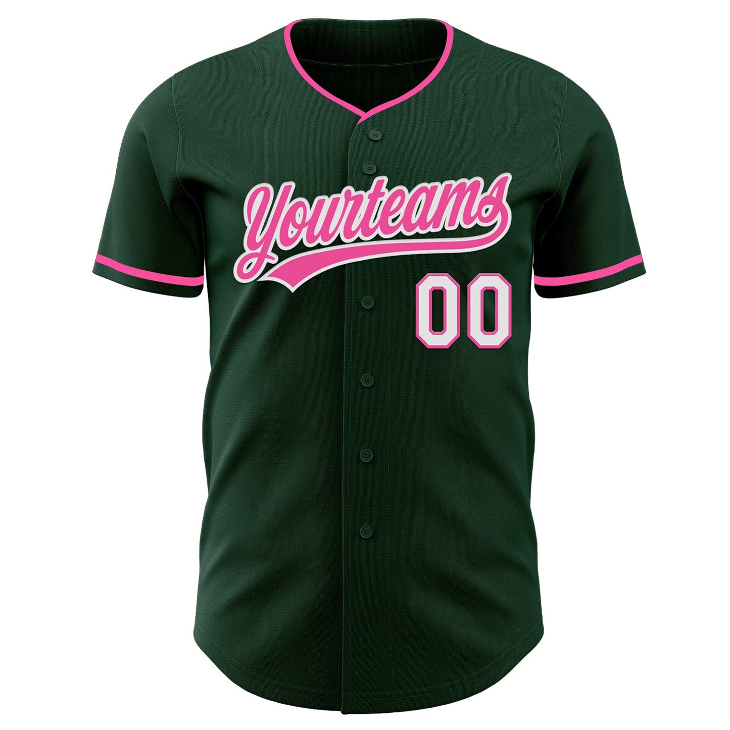 Custom Green Pink-White Authentic Baseball Jersey view 2