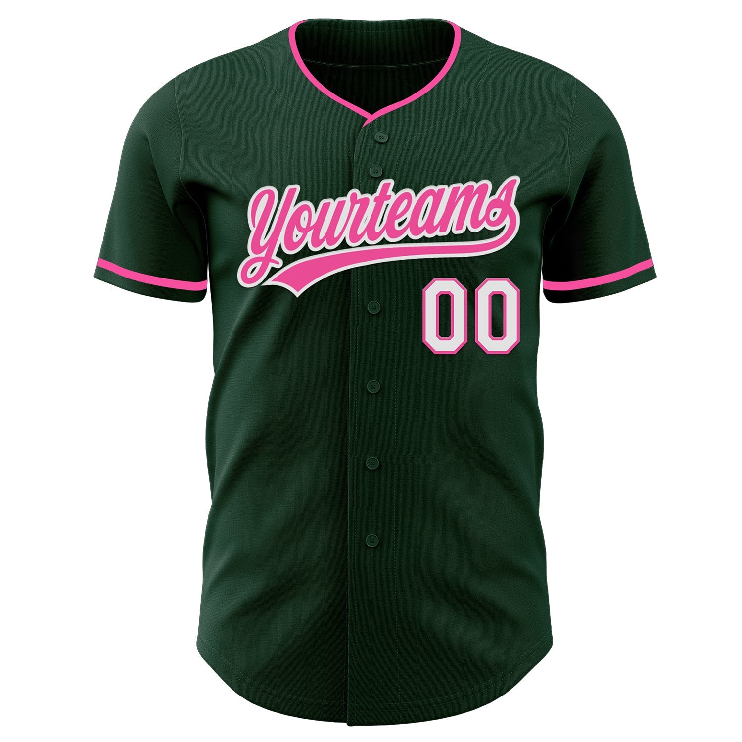 Custom Green Pink-White Authentic Baseball Jersey view 2