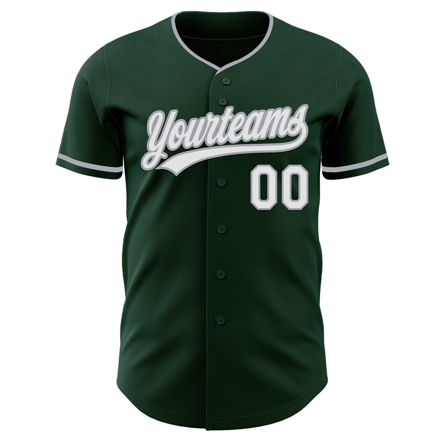 Custom Green White-Gray Authentic Baseball Jersey view 2