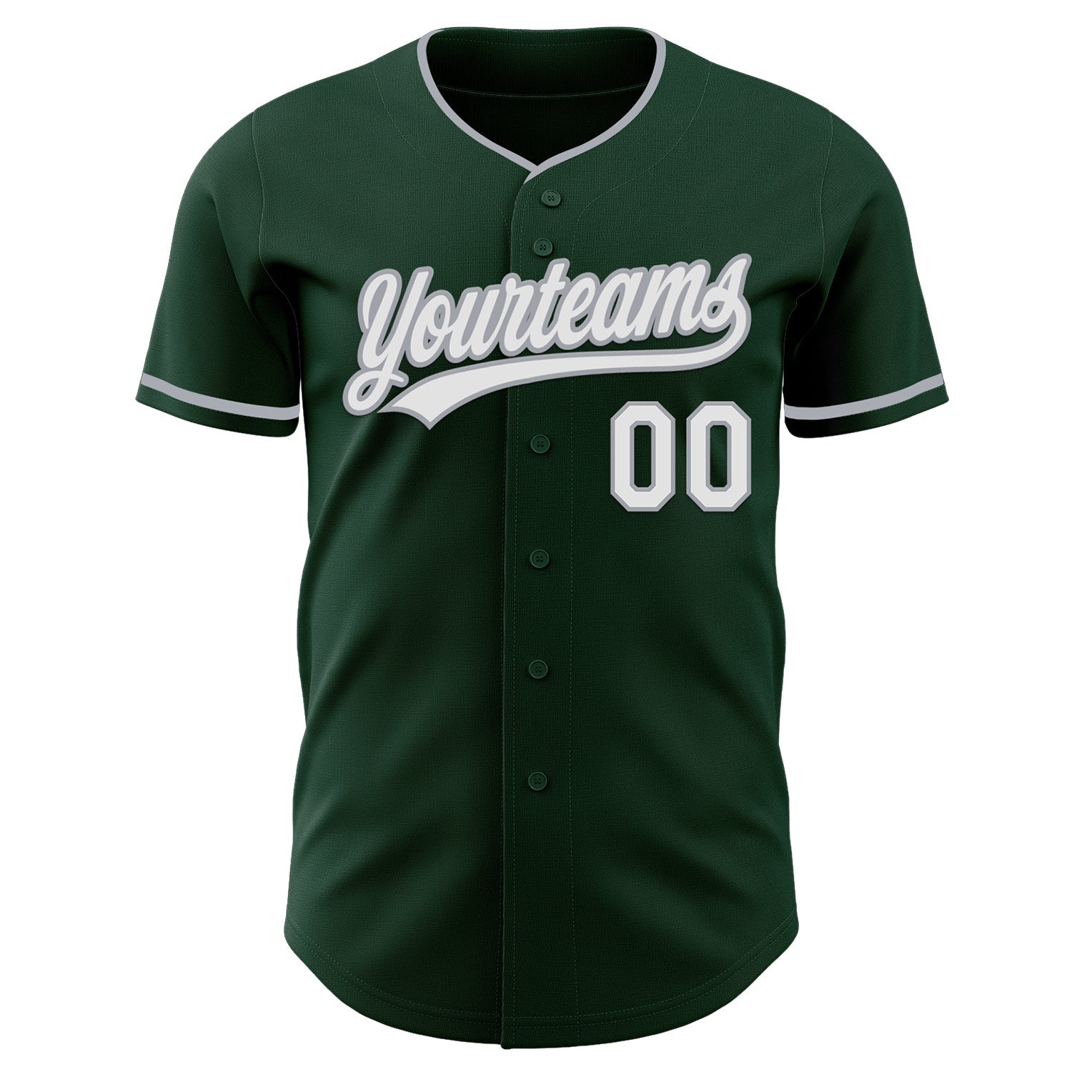 Custom Green White-Gray Authentic Baseball Jersey view 2