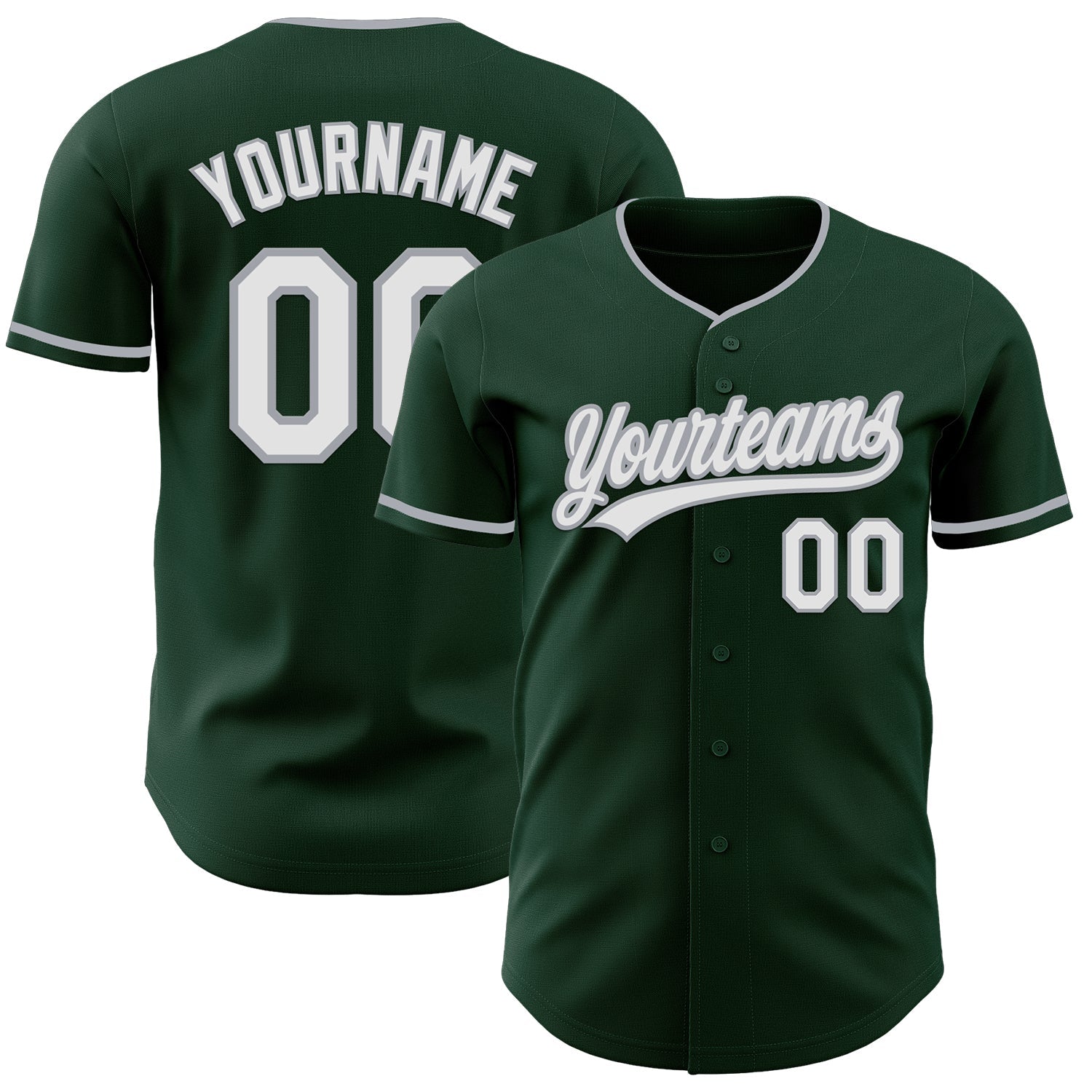 Custom Green White-Gray Authentic Baseball Jersey - Main View