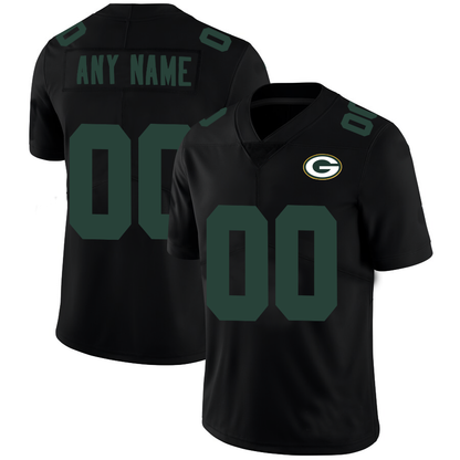 Custom GB.Packers Football Jerseys Black American Stitched Name And Number Size S to 6XL Christmas Birthday Gift - Main View