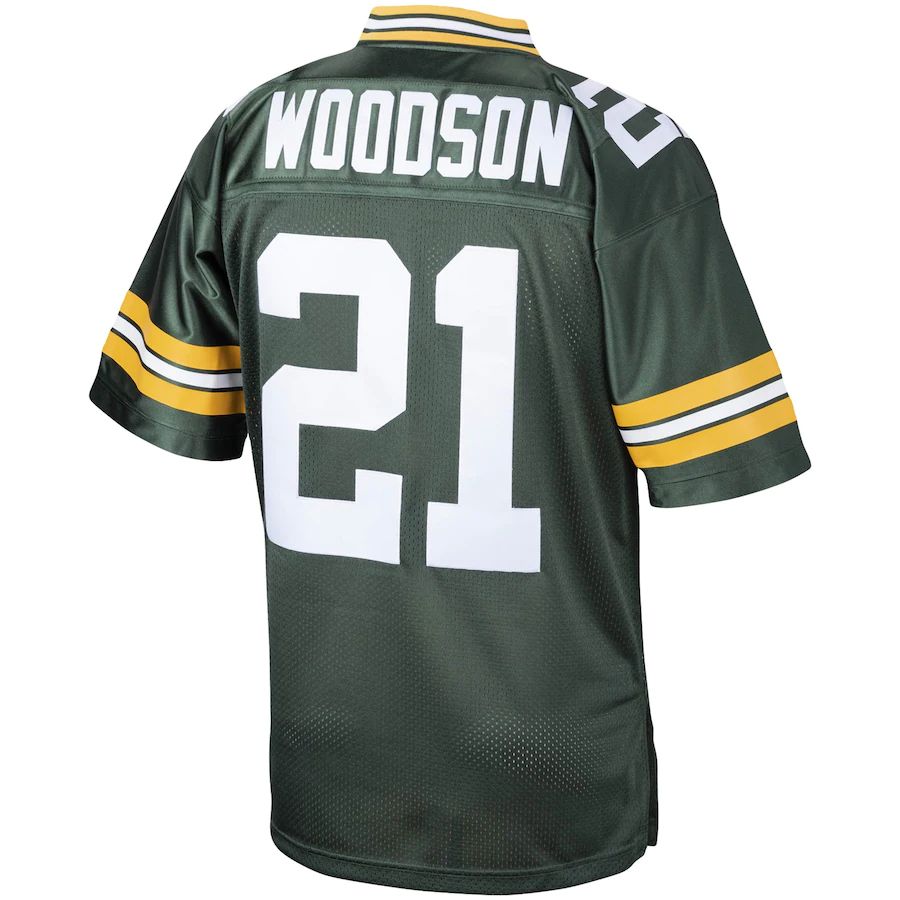 GB.Packers #21 Charles Woodson Mitchell & Ness Green 2010 Authentic Throwback Retired Player Jersey Stitched American Football Jerseys - Main View