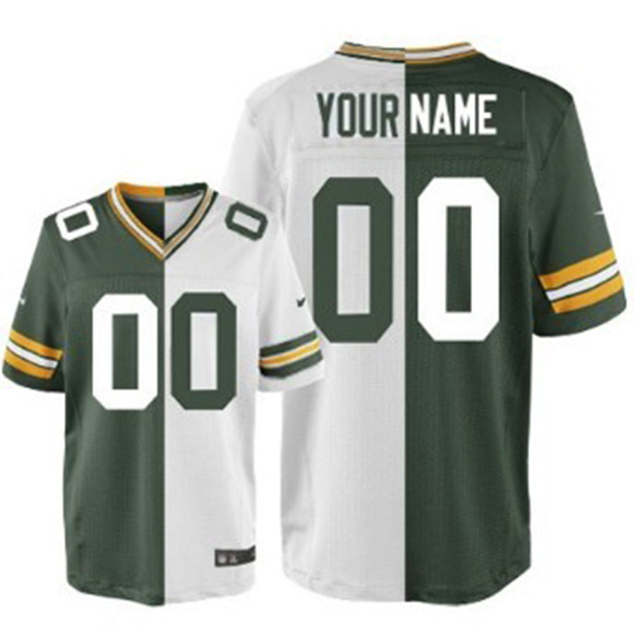Custom GB.Packers Green White Two Tone Elite Jersey Stitched American Football Jerseys - Main View