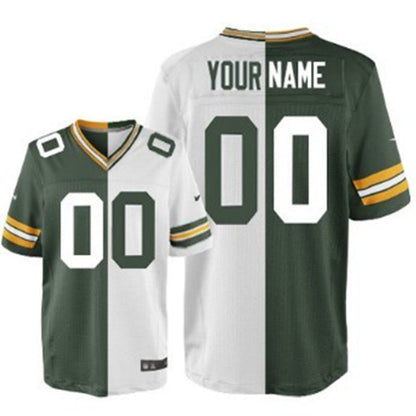 Custom GB.Packers Green White Two Tone Elite Jersey Stitched American Football Jerseys - Main View