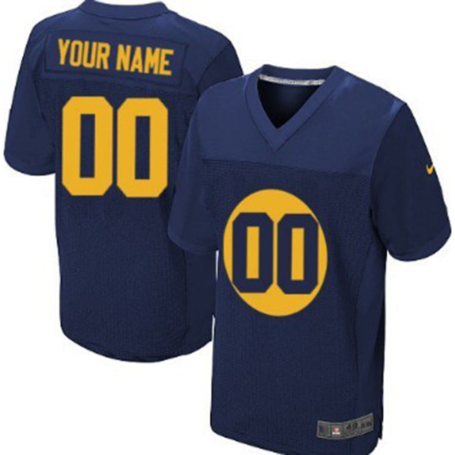 Custom GB.Packers Navy Blue Elite Jersey Stitched American Football Jerseys - Main View