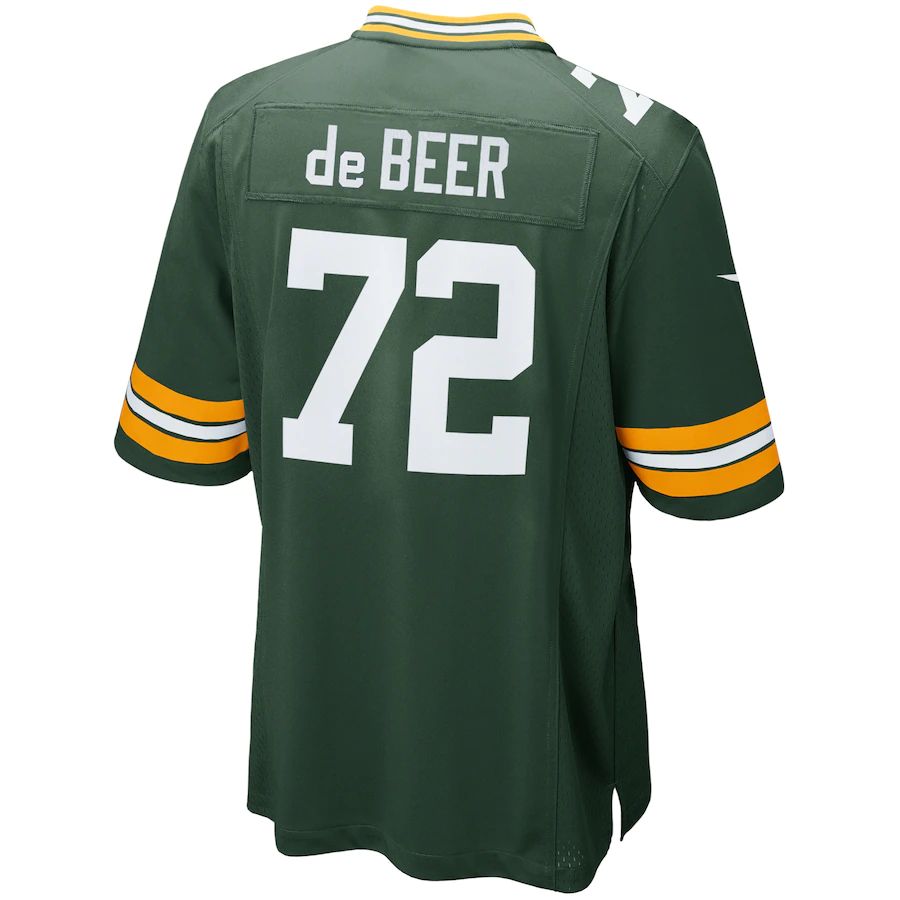 GB.Packers #72 Gerhard de Beer Green Game Jersey Stitched American Football Jerseys - Main View