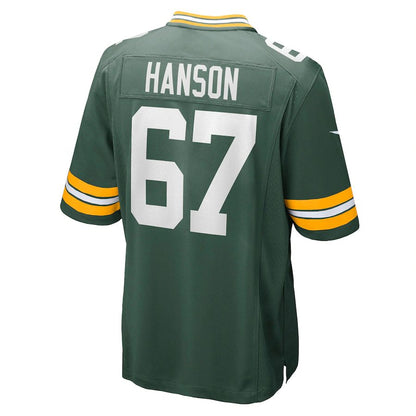 GB.Packers #67 Jake Hanson Green Game Jersey Stitched American Football Jerseys - Main View