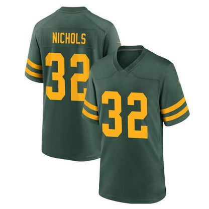 GB.Packers #32 Lew Nichols Alternate Custom Jersey - Green Stitched American Football Jerseys - Main View