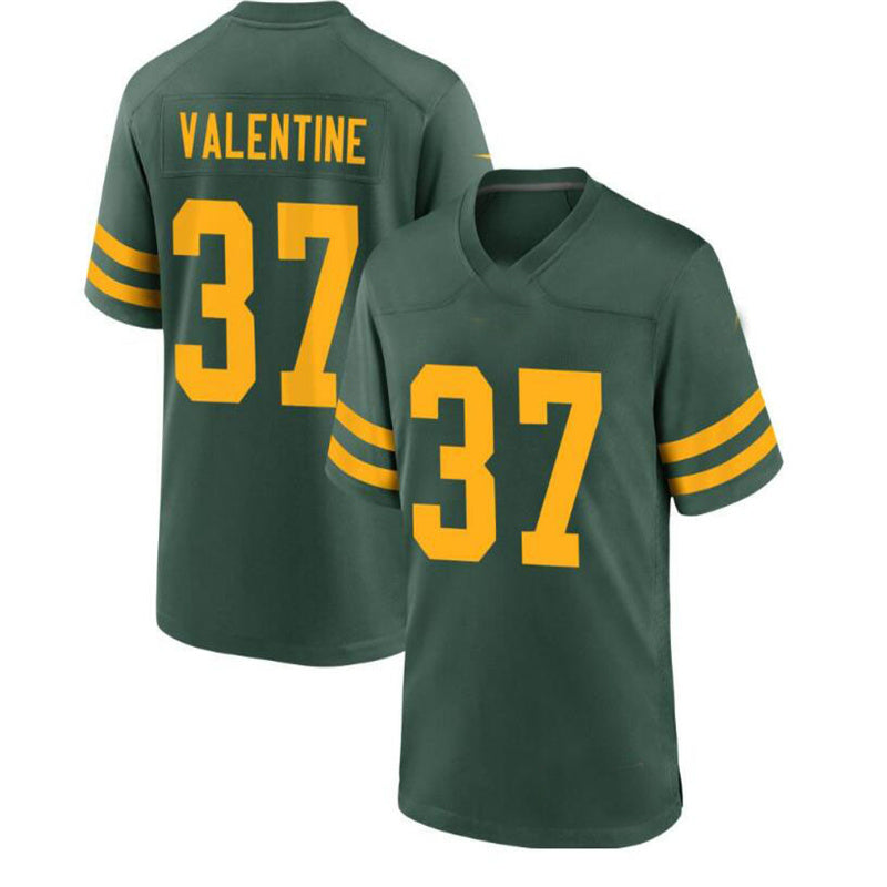 GB.Packers #37 Carrington Valentine Alternate Jersey - Green Stitched American Football Jerseys - Main View