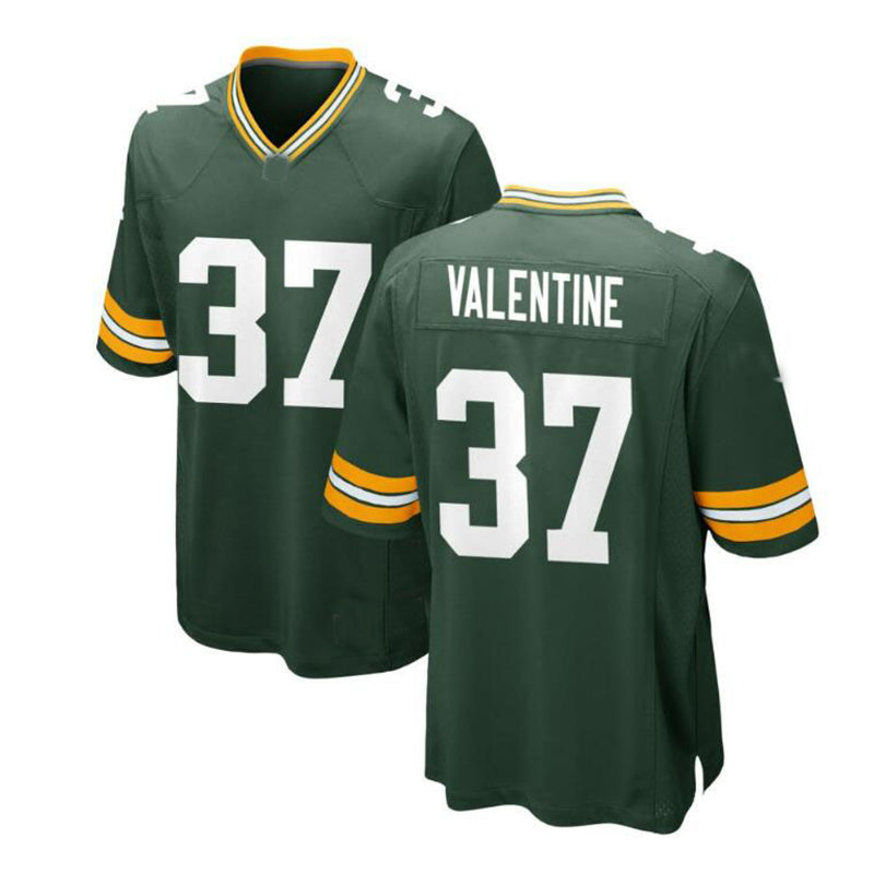 GB.Packers #37 Carrington Valentine Team Game Jersey - Green Stitched American Football Jerseys - Main View