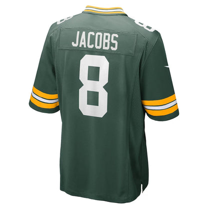 GB.Packers #8 Josh Jacobs Team Game Jersey - Green American Football Jerseys - Main View