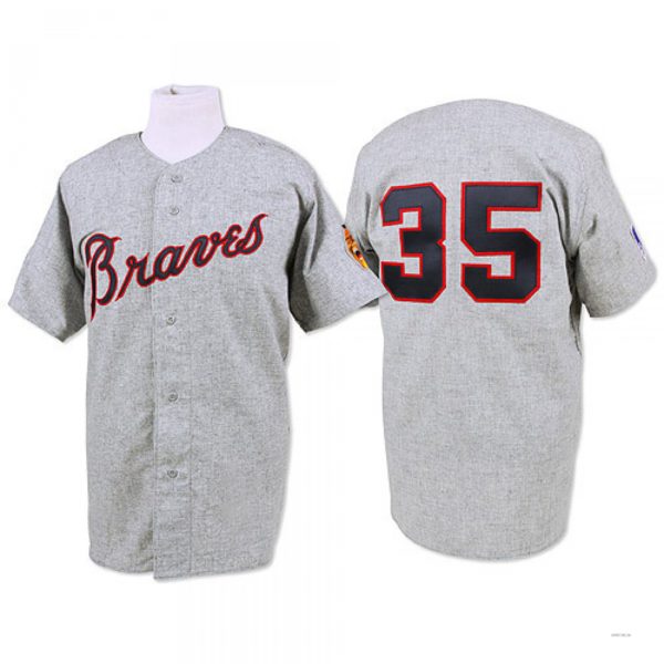 Atlanta Braves #35 Phil Niekro Grey 1969 Throwback Jersey Stitches Baseball Jerseys - Main View