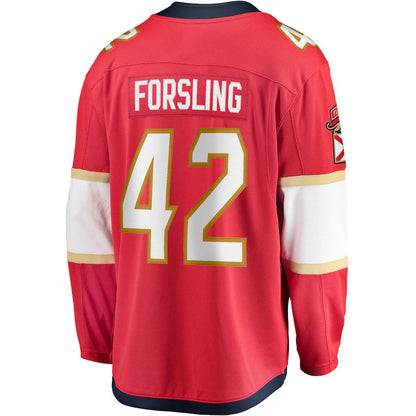 F.Panthers #42 Gustav Forsling Fanatics Branded Home Breakaway Player Jersey Red Stitched American Hockey Jerseys - Main View